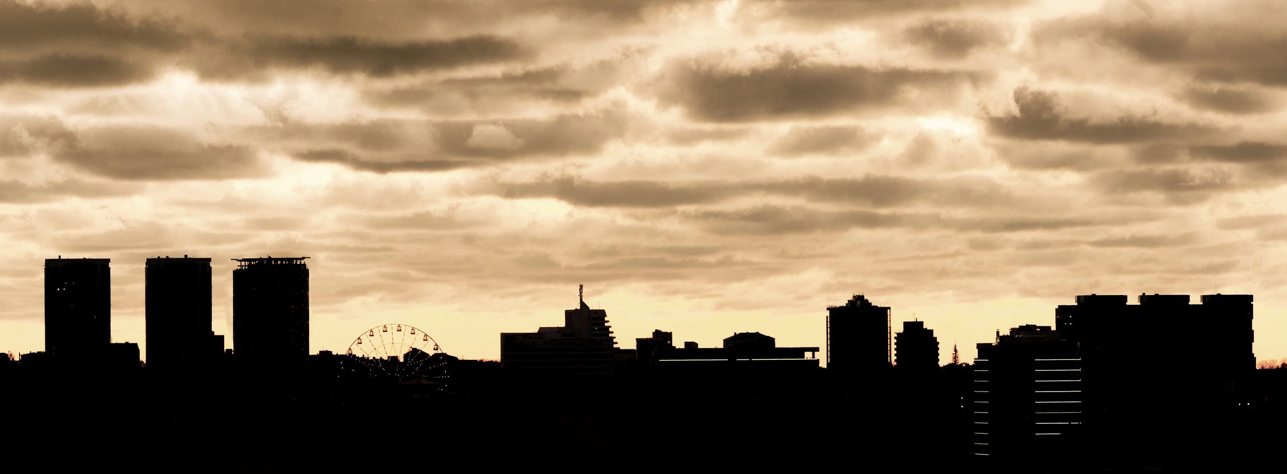 Telecommunications tower at sunset